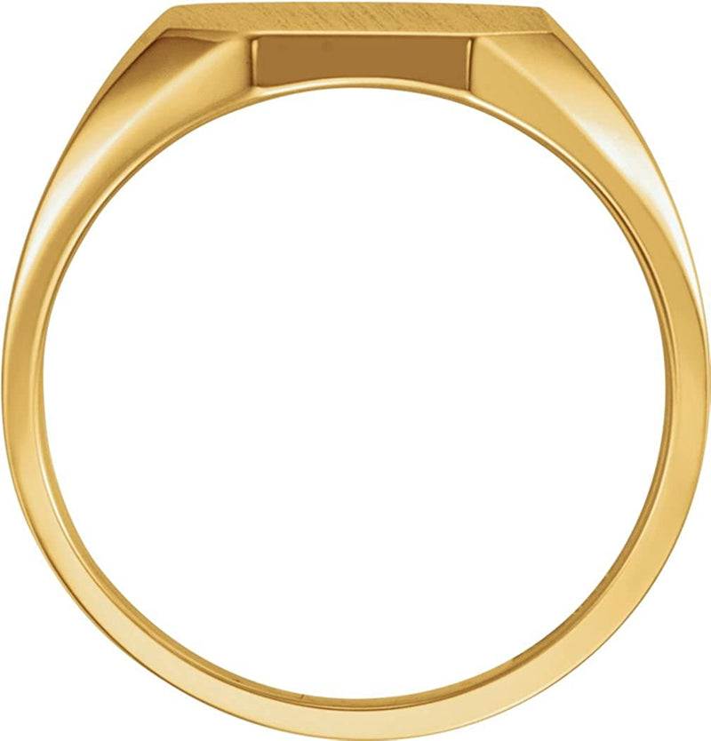 Men's 10k Yellow Gold Octagon Brush Finish Flat-Top Signet Ring