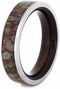 Dinosaur Bone with Macassar Ebony 5mm Comfort-Fit Titanium Wedding Band, Size 15