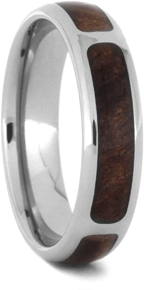 Redwood Partial Inlay 5.5mm Comfort-Fit Titanium Wedding Band, Size 14.75