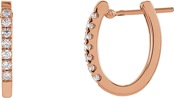 Diamond Hoop Earrings, 14k Rose Gold (1/5 Ctw, Color H-I , Clarity I1 )