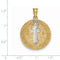 Rhodium-Plated 14k Yellow Gold Circle St. Benedict Medal Pendant