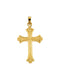 Fancy Trefoil Cross 14k Yellow Gold Pendant