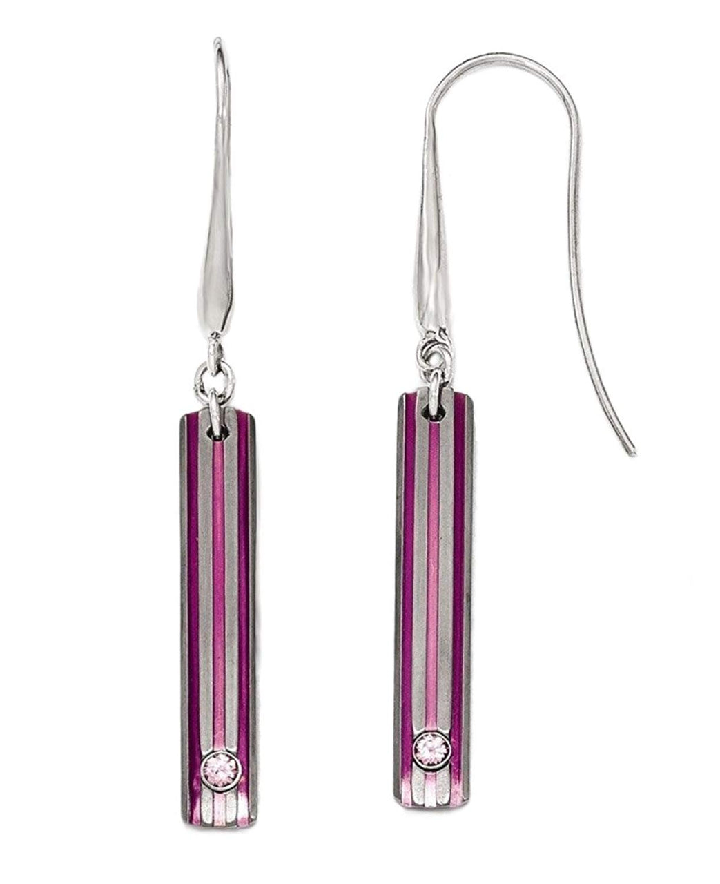 Radiance Collection Gray and Pink Anodized Titanium Pink Sapphire Earrings