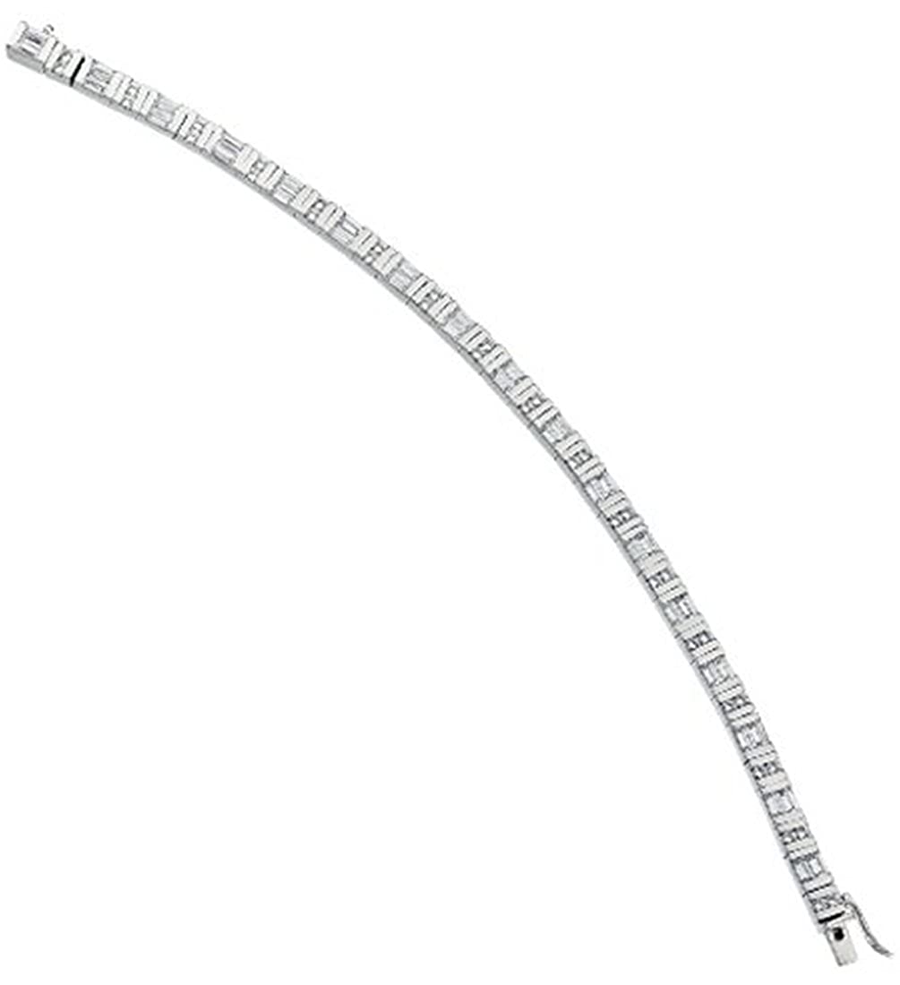 Cubic Zirconia Line Bracelet, Sterling Silver, 7"