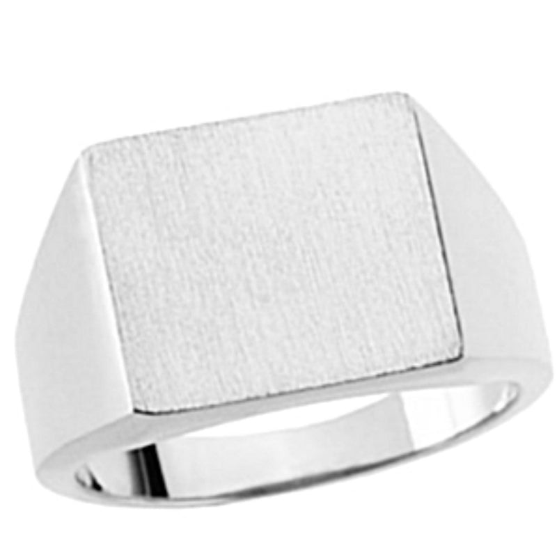 Men's Sterling Silver Brushed Finish Square Signet Ring, 13.5x14mm