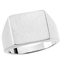 Men's Sterling Silver Brushed Finish Square Signet Ring, 13.5x14mm