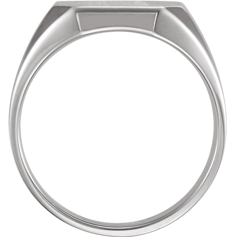 Men's Sterling Silver Brushed Finish Octagon Signet Ring, 16x14mm