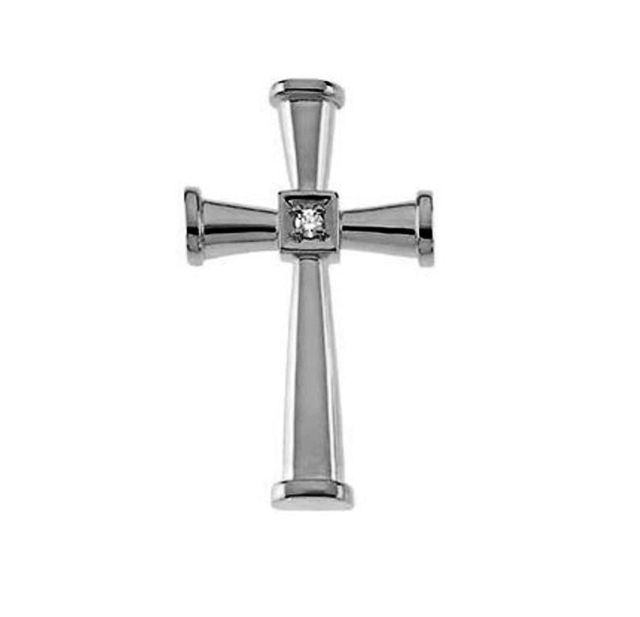 Diamond Petite Cross 14k White Gold Pendant (.029 Ct, G-H Color, SI1 Clarity)