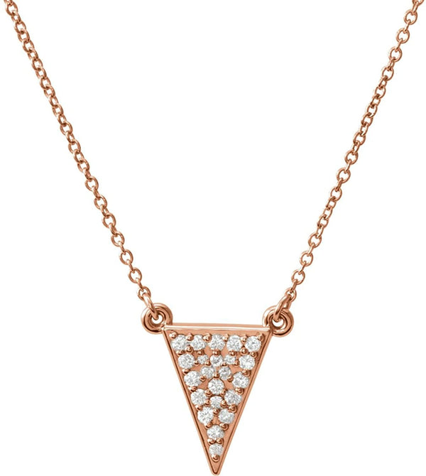 Diamond Triangle Necklace, 14k Rose Gold, 16.5" (.2 Ctw, GH Color, I1 Clarity)