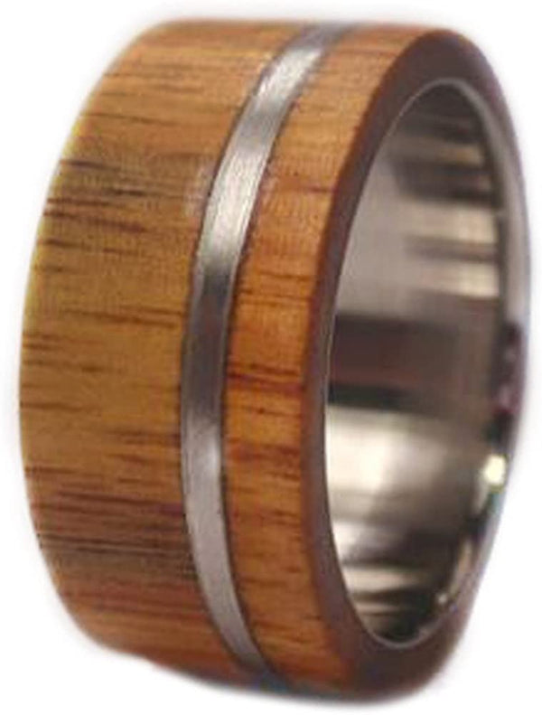 The Men's Jewelry Store (Unisex Jewelry) Lignum Vitae Wood 11mm Comfort Fit Titanium Wedding Band, Size 15.5