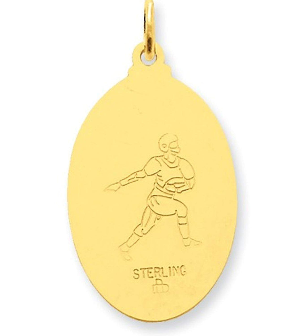 24k Gold-Plated Sterling Silver St. Christopher Football Medal