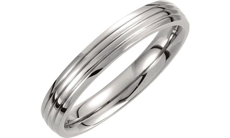 Titanium 4mm Triple Grooved Domed Band, Size 7