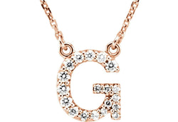 14k Rose Gold Diamond Initial 'G' 1/6 Cttw Necklace, 16" (GH Color, I1 Clarity)