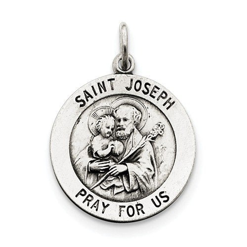 Sterling Silver Antiqued St. Joseph Medal (30X22MM)