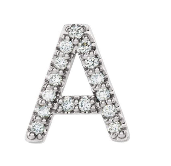 Sterling Silver Diamond Letter 'A' Initial Stud Earring (Single Earring) (.06 Ctw, GH Color, I1 Clarity)