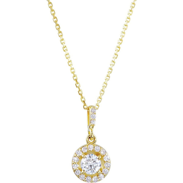 Diamond Halo Round Pendant Necklace in 14k Yellow Gold, 18" (3/4 Cttw)