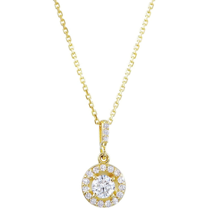 Diamond Halo Round Pendant Necklace in 14k Yellow Gold, 18" (3/4 Cttw)