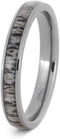 Deer Antler Inlay 3mm Comfort-Fit Titanium Wedding Band, Size 9.5