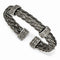 Men's Thorn Collection Gray Titanium Cable Wire with Cast Titanium Accent Cuff Bangle Bracelet, 7"