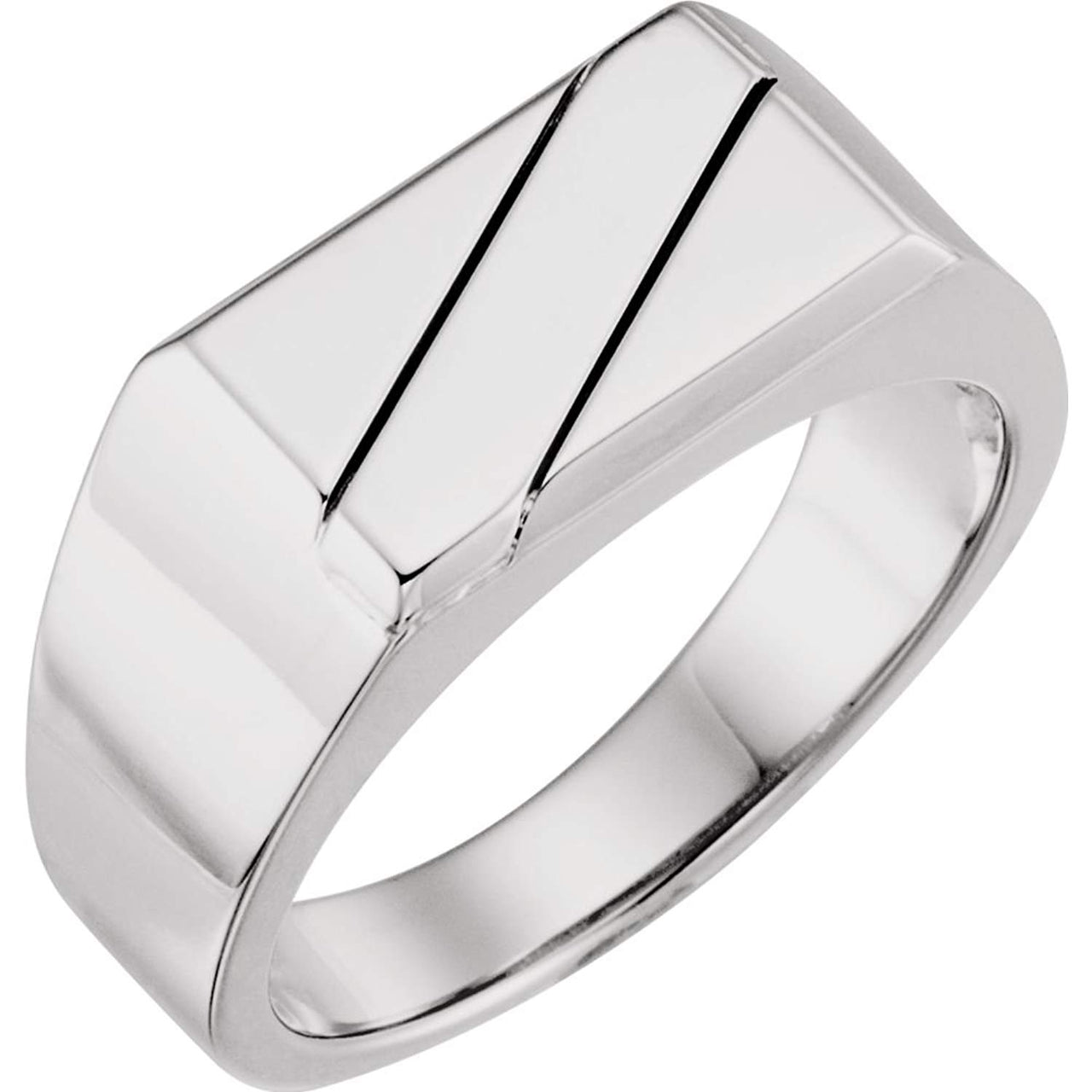 Men's Rectangle Ring, Rhodium-Plated 14k White Gold