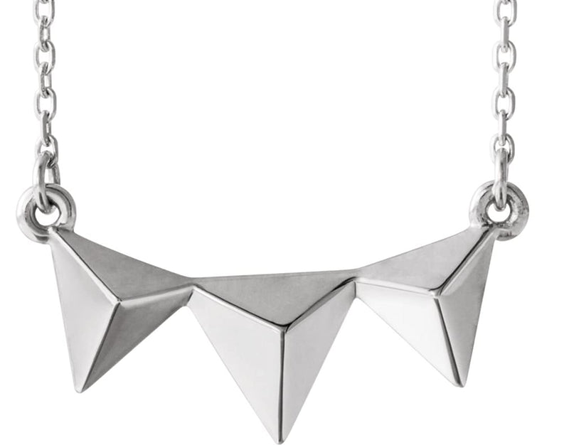 Geometric Pyramid Necklace, Sterling Silver 16-18"