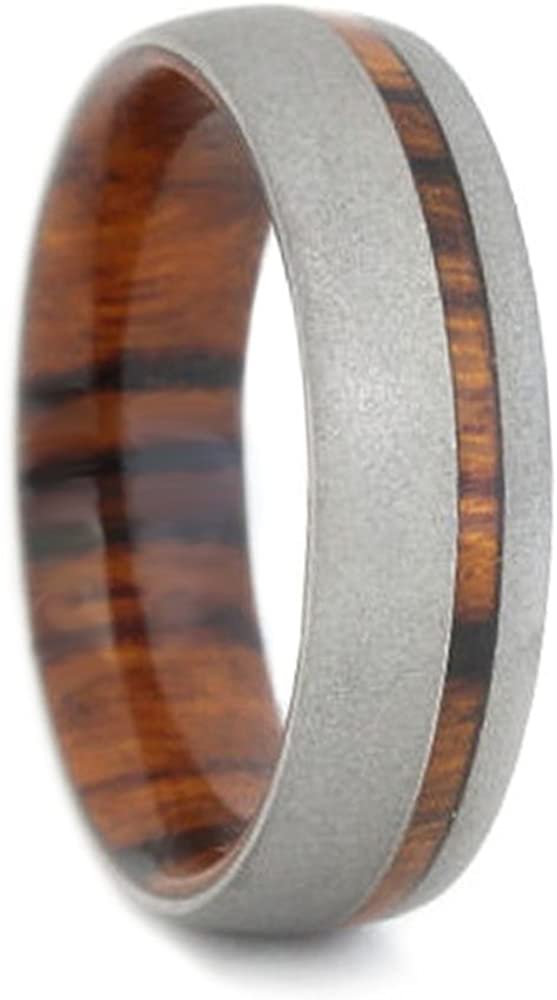 Sandblast Titanium 6mm Comfort-Fit Ironwood Ring, Size 12.5