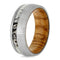 Deer Antler, Brushed Titanium 8mm Comfort-Fit Oak Wood Sleeve Wedding Ring