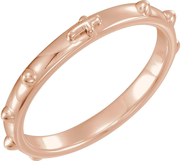 10k Rose Gold 2.50mm Rosary Ring, Size 11