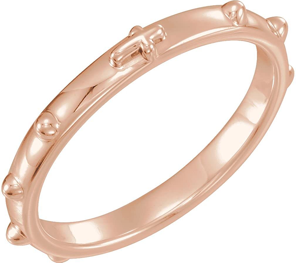 14k Rose Gold 2.50mm Rosary Ring, Size 8