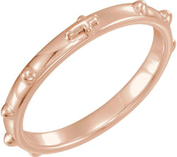 Semi-Polished 2.50mm 18k Rose Gold Rosary Ring, Size 6
