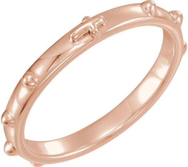 18k Rose Gold 2.50mm Rosary Ring, Size 11
