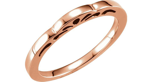 Cut-Out Paisley 3mm Stackable 14k Rose Gold Ring, Size 6