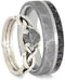 His and Hers Antler, Gibeon Meteorite Titanium Band and Sterling Silver Gibeon Meteorite Infinity RingSizes M10.5-F4