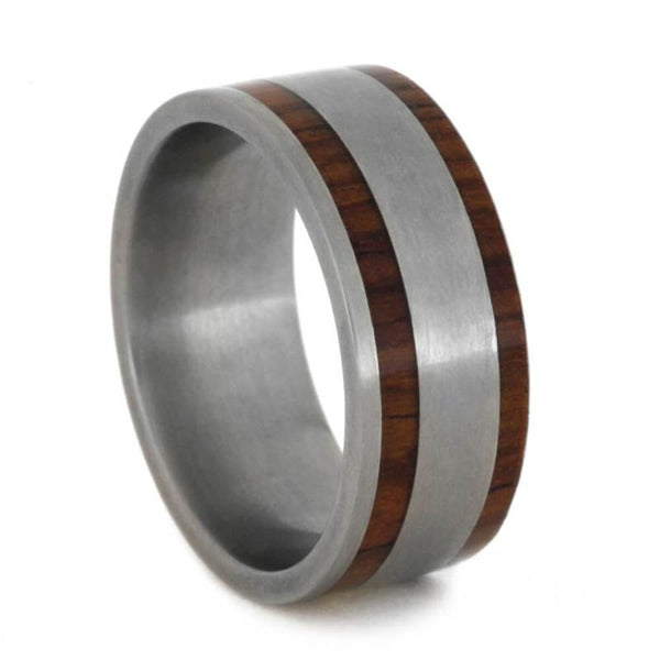 Honduran Rosewood 9mm Matte Titanium Comfort-Fit Wedding Ring