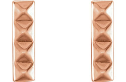 Pyramid Bar Stud Earrings, 14k Rose Gold