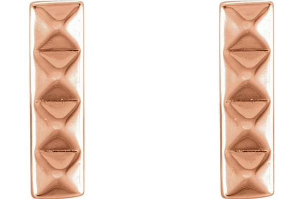 Pyramid Bar Stud Earrings, 14k Rose Gold