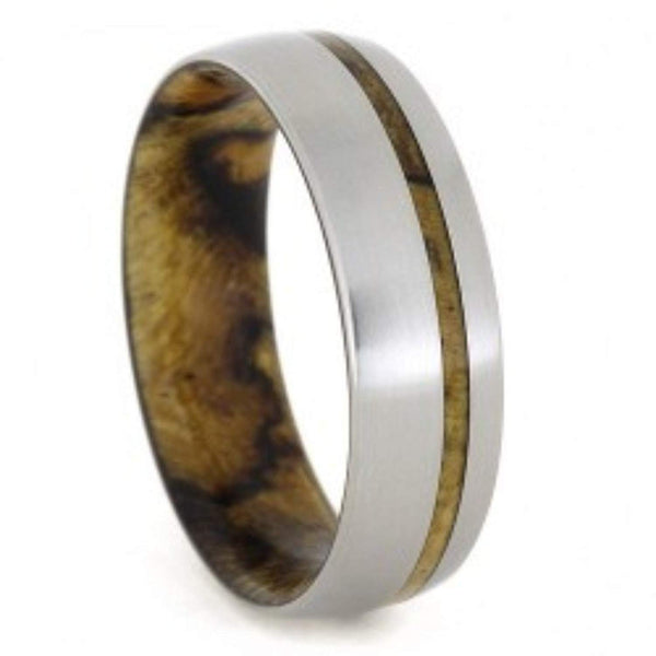 Yellow Sindora Wood 7mm Comfort-Fit Matte Titanium Wedding Band