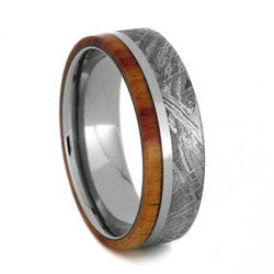 Gibeon Meteorite, Tulip Wood 7mm Comfort-Fit Titanium Wedding Band