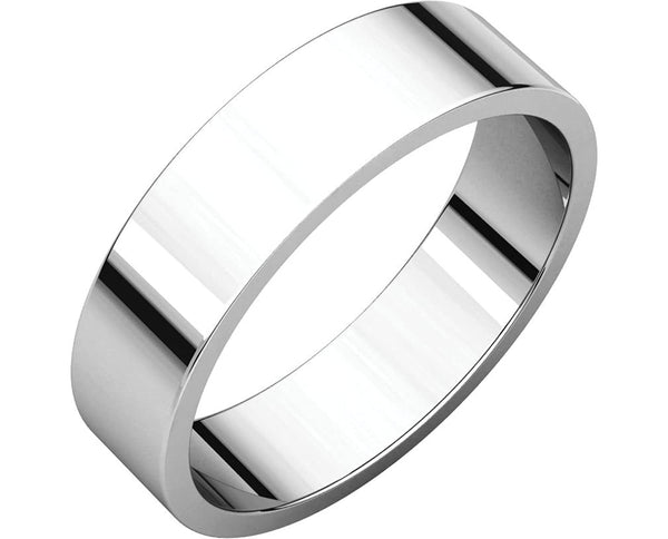 14k White Gold Slim-Profile Flat 5mm Band, Size 10.5