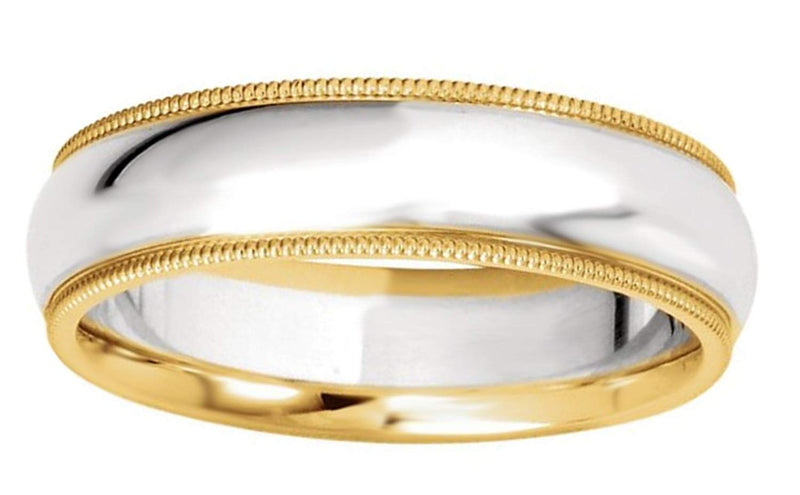 Sterling Silver and 14k Yellow Gold 7mm Comfort Fit Band