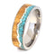 Turquoise, Black Ash Burl Wood, Sterling Silver Mountain Design 8mm Comfort-Fit Titanium Ring