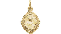 14k Yellow Gold Sacred Heart of Jesus Medal (12x9 MM)