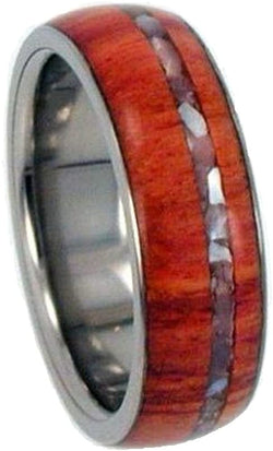 The Men's Jewelry Store (Unisex Jewelry) Mother of Pearl Inlay, Tulip Wood 7mm Comfort Fit Titanium Band