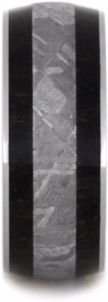 Gibeon Meteorite, African Blackwood 8.5mm Comfort-Fit Titanium Wedding Band, Size 14