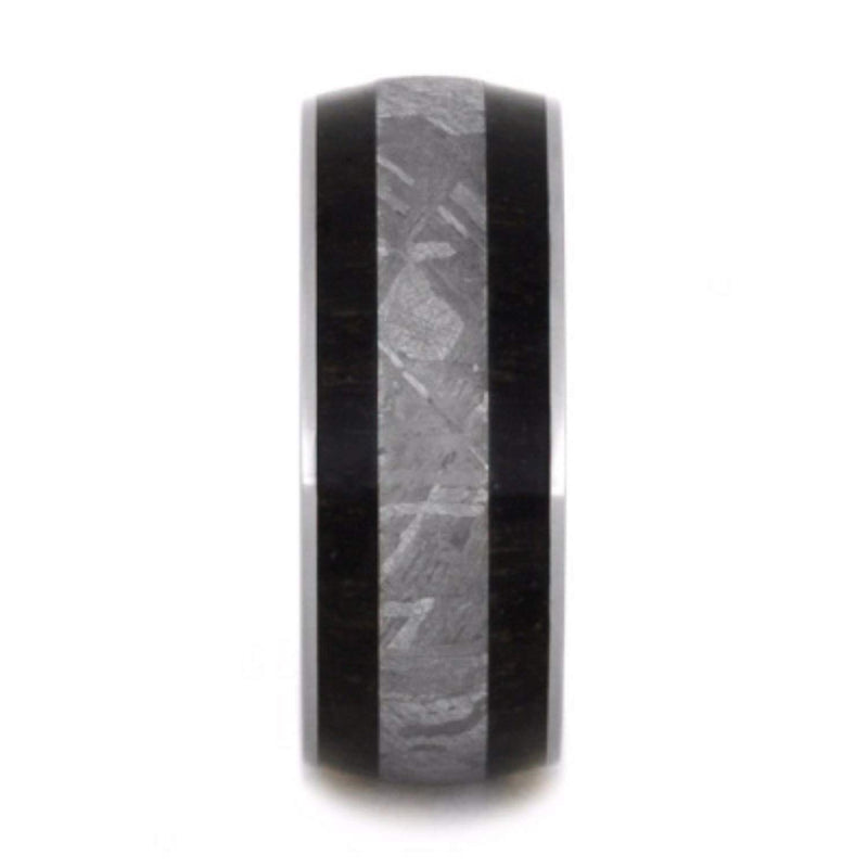 Gibeon Meteorite, African Blackwood 8.5mm Comfort-Fit Titanium Wedding Band