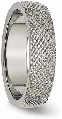 Grey Titanium 6mm Textured Wedding Band, Size 13