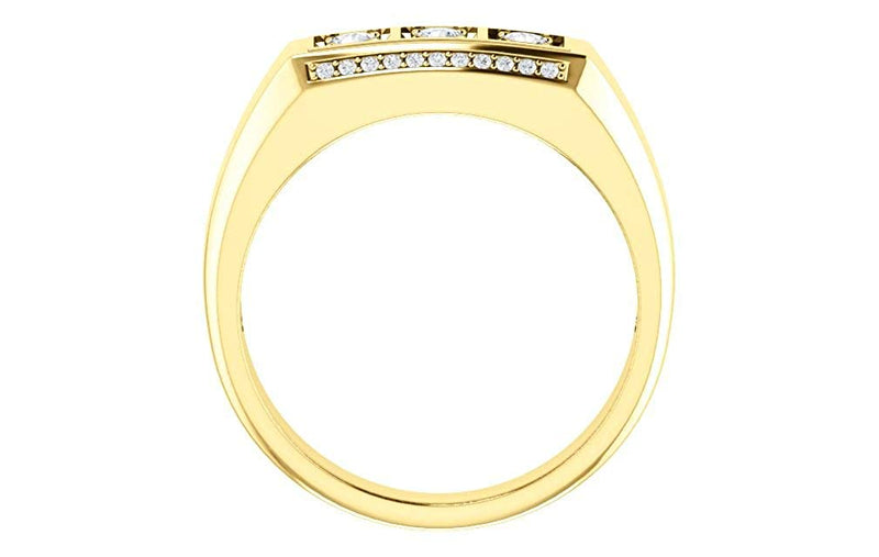 Men's 3 Stone Bright Set Diamond 14k Yellow Gold Band, Size 11 (.50 Cttw, GH Color, I1 Clarity)