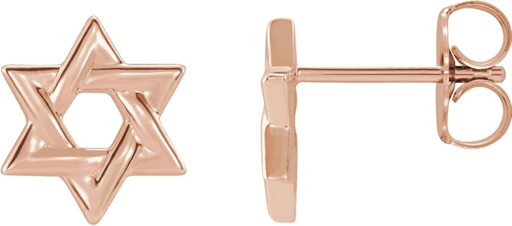 Star of David 14k Rose Gold Stud Earrings (9.50X9.50 MM)