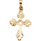 14k Yellow Gold Fleur de Lys Cut-Out Cross Pendant, 19.5MM