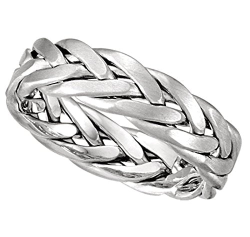 Hand-Braided 6.5mm Comfort Fit 14k White Gold Band
